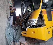 PICTURES: School bus meets with an accident in Noida; 12 students injured, driver and conductor critical