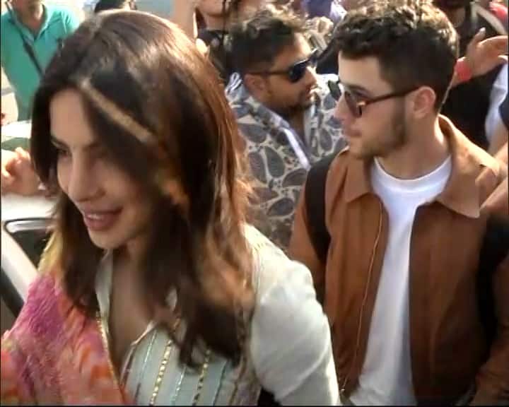 Priyanka was dressed in a white Kurti and Palazzo paired with a dupatta, while Nick was sporting white shirt with brown jacket.