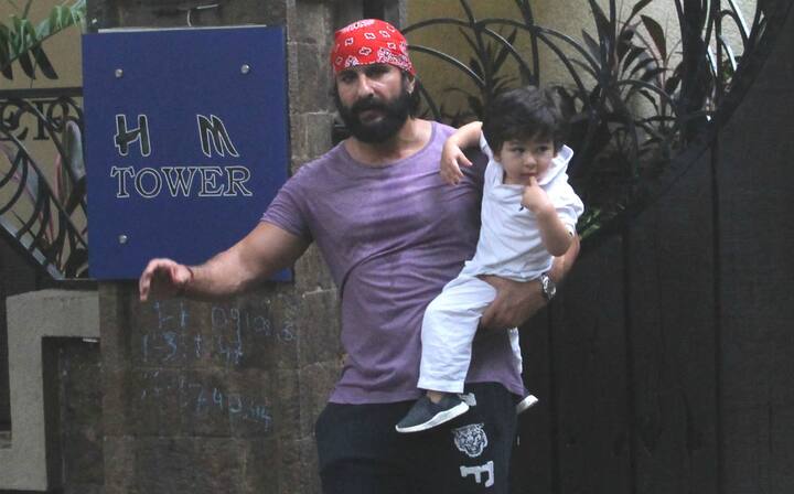 Taimur looked cute like a button in white and his expressions were adorable as always. (Photo: Manav Manglani)