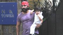 Saif Ali Khan gets snapped as he takes son Taimur Ali Khan out for a walk!