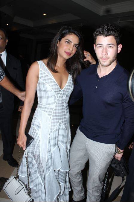 Priyanka Chopra and Nick Jonas were joined by their familes at the dinner in JW Marriot in Juhu.