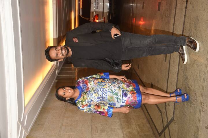 Arpita Khan Sharma who and screen writer Mushtaq Shaikh who also attended the Roka ceremony in the morning, arrive for Priyanka-Nick Engagement bash being held in Mumbai