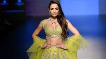 Malaika Arora stuns in a Green lehenga as she walks the ramp at 'Lakme Fashion Week 2018'!
