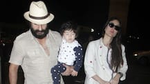 IN PICS: Saif-Kareena and a SLEEPY Taimur Ali Khan leave for Maldives for family vacation!