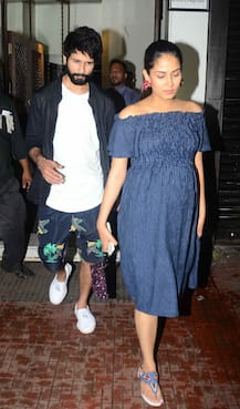 PICS: Doting hubby Shahid Kapoor escorts his Pregnant wife Mira Rajput to their car post dinner date!