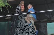 Birthday Girl Kareena Kapoor Khan greets media & fans from balcony with Saif; Taimur Ali Khan waves too!