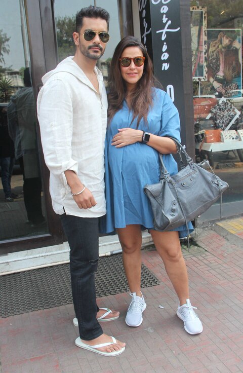 IN PICS: Heavily PREGNANT Neha Dhupia enjoys LUNCH DATE with husband