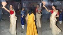 Durga Puja 2018: Sushmita Sen gracefully performs the ‘dhunuchi naach’ with daughters at a Pandal; INSIDE PICS