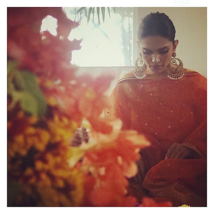Shaleena posted another picture from the pre-wedding puja & captioned it as,