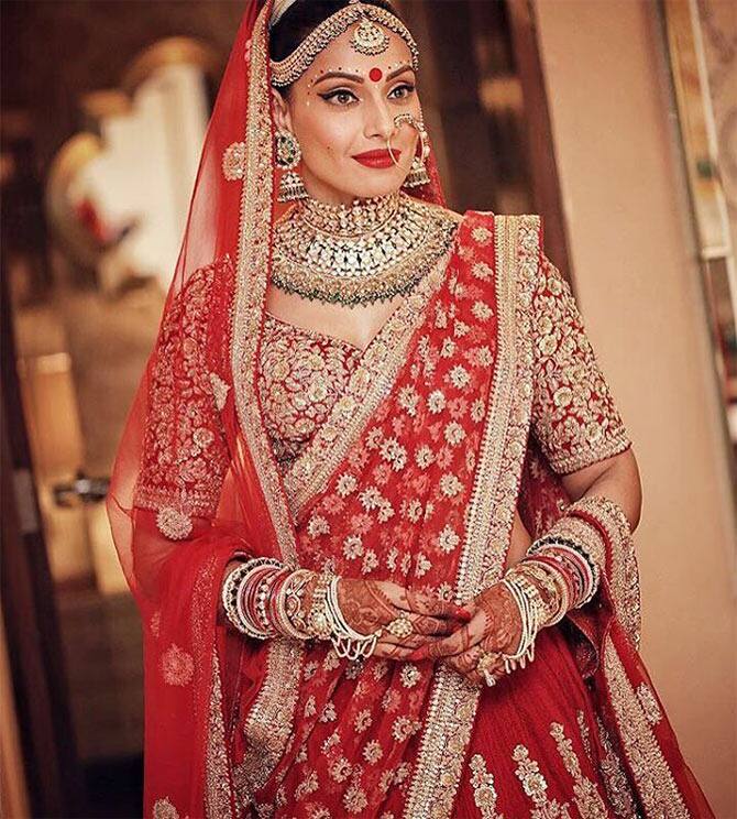 When Bipasha Basu tied the knot with Karan Singh Grover on April 30, she opted for a heavily embroidered red lehenga, desgined by Sabysachi. The Bengali beauty looked stunning as always and made many hearts skip a beat.