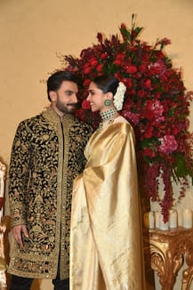 #DeepVeer Reception PICS: Benarasi gold sari, emerald choker, rani haar & sindoor-chooda Deepika Padukone redefines ROYALTY!