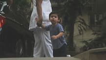 IN PICS: Baby Taimur Ali Khan trying to say something to the paparazzi outside his play school!