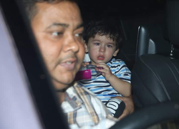 Taimur arriving at Amrita's house with mom Kareena