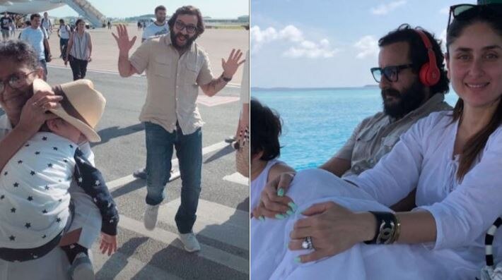 IN PICS: Saif Ali Khan gets goofy as he lands in Maldives with his sleepy BABY Taimur & wife Kareena Kapoor Khan! IN PICS: Saif Ali Khan gets goofy as he lands in Maldives with his sleepy BABY Taimur & wife Kareena Kapoor Khan!