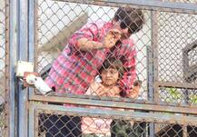 Janmashtmi 2018: SRK & son Abram break dahi handi at Mannat; Duo greet fans with Gauri Khan too!