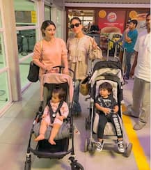 Super-adorable Taimur with mommy Kareena visits aunt Karisma Kapoor's house!