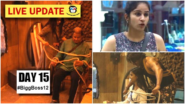 Bigg Boss 12 Day 15 HIGHLIGHTS: Jasleen REFUSES to SACRIFICE her stuff for Anup Jalota; Surbhi Rana ENTERS as first WILD-CARD entry Bigg Boss 12 Day 15 HIGHLIGHTS: Jasleen REFUSES to SACRIFICE her stuff for Anup Jalota; Surbhi Rana ENTERS as first WILD-CARD entry