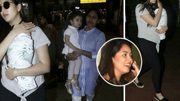 Mira Rajput spotted with the 1 month old son Zain Kapoor & baby Misha Kapoor at airport! Mira Rajput spotted with the 1 month old son Zain Kapoor & baby Misha Kapoor at airport!