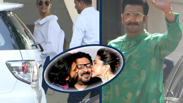 Deepika Padukone, Ranveer Singh arrive at Sanjay Leela Bhansali's house to give marriage invitation card! Deepika Padukone, Ranveer Singh arrive at Sanjay Leela Bhansali's house to give marriage invitation card!