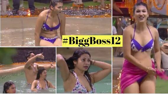 Bigg Boss 12: Megha Dhade & Jasleen SIZZLE in a PURPLE BIKINI as they enjoy pool party on Diwali! [PICS & VIDEOS]