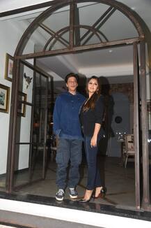 PICS: SRK with wife Gauri snapped at launch of a restaurant designed by her!