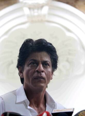 Bollywood actor Shahrukh Khan interacts with media on occasion of Eid al-Fitr celebrations at his residence Mannat, in Mumbai, India on July 7, 2016. (Pravin Utturkar/SOLARIS IMAGES)