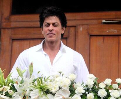 Bollywood actor Shahrukh Khan during the Eid al-Fitr celebrations at his residence Mannat, in Mumbai, India on July 7, 2016. (Pravin Utturkar/SOLARIS IMAGES)