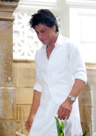 Bollywood actor Shahrukh Khan during the Eid al-Fitr celebrations at his residence Mannat, in Mumbai, India on July 7, 2016. (Pravin Utturkar/SOLARIS IMAGES)