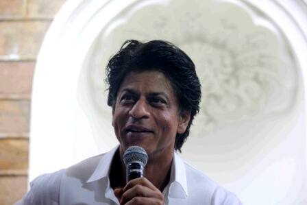Bollywood actor Shahrukh Khan interacts with media on occasion of Eid al-Fitr celebrations at his residence Mannat, in Mumbai, India on July 7, 2016. (Pravin Utturkar/SOLARIS IMAGES)