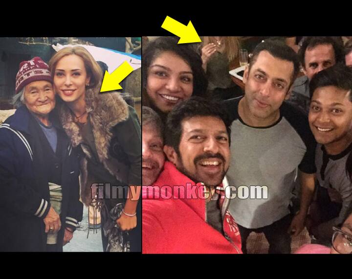 Iulia Vantur spotted in the background while 'Tubelight' director Kabir Khan clicks a selfie with the hero of his film Salman Khan. Iulia on left wearing the same tshirt and locket in her neck.