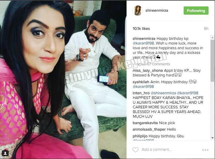 Karan's onscreen sister 'Simmi' aka Shireen Mirza wishes him too