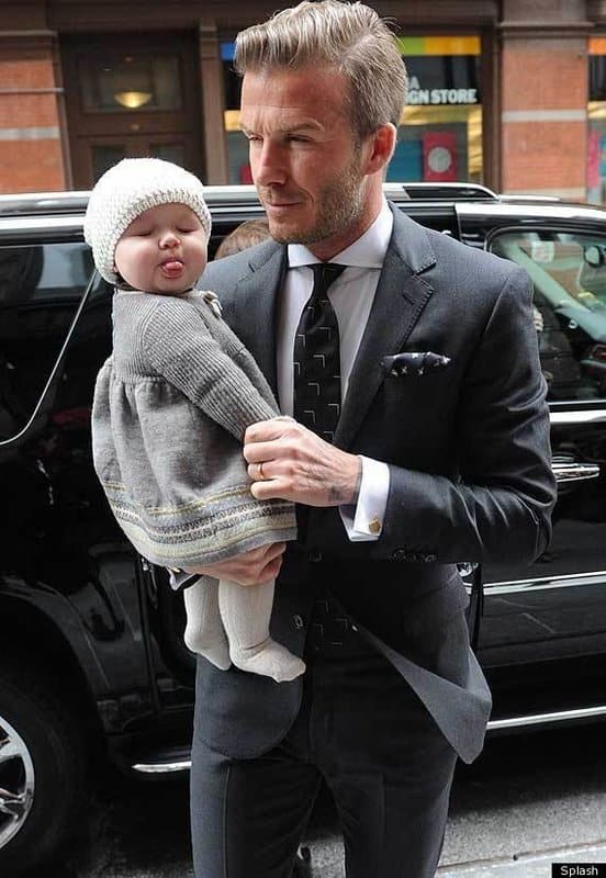David Beckham with daughter Harper Seven Beckham. she was born in July 10, 2011.
