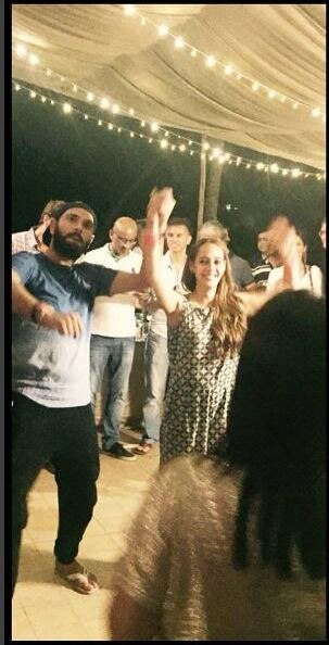 The couple shared their first dance together in front of a live band.
