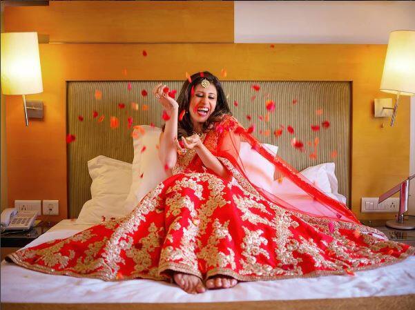 Dressed in a red lehenga, Kishwer looked gorgeous in the shoot. (Photo: Instagram/ kalkifashion)