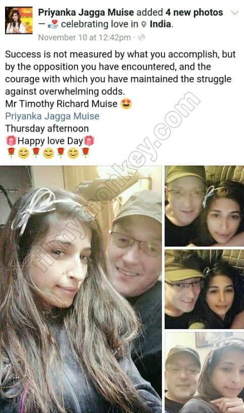 This was Priyanka's FB post when her husband Timothy visited family post her eviction(Photo: Facebook)