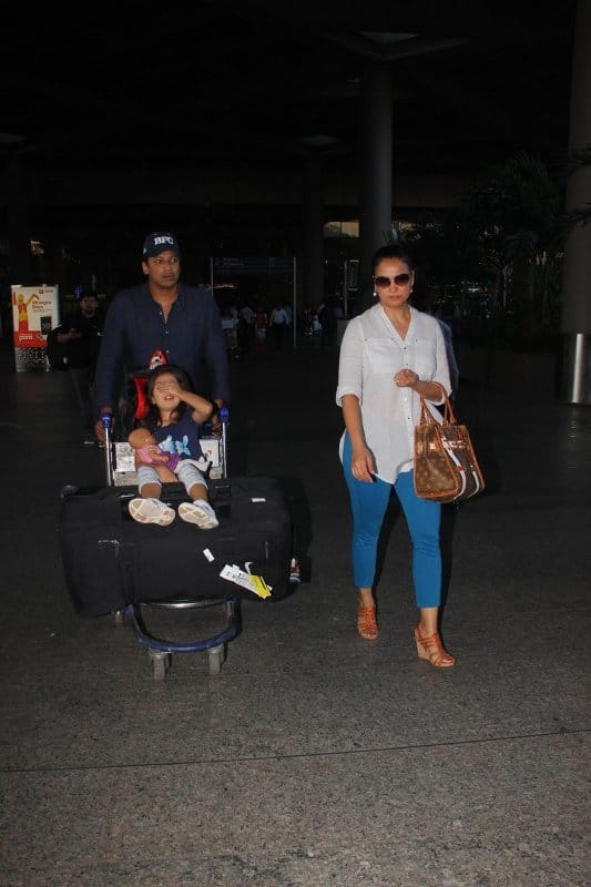 Also spotted at the Airport was actress Lara Dutta with husband Mahesh Bhupathi and daughter Saira.