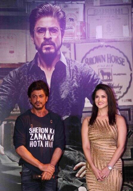 Bollywood actors Shahrukh Khan and Sunny Leone during the success party of film Raees in Mumbai, India on January 30, 2017. (Pravin Utturkar/SOLARIS IMAGES)