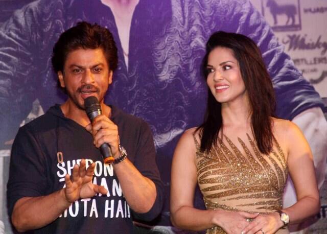 Bollywood actors Shahrukh Khan and Sunny Leone during the success party of film Raees in Mumbai, India on January 30, 2017. (Pravin Utturkar/SOLARIS IMAGES)
