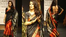 PHOTO GALLERY: Preity Zinta looks ETHEREAL in SARI as she walks the ramp for Sanjukta Dutta at the Lakme Fashion Week!