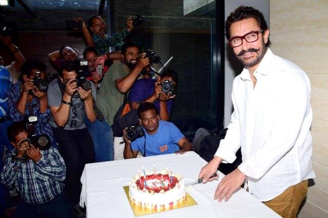 Bollywood actor Aamir Khan during his 52 birthday celebration in Mumbai, India on March 14, 2017. (Sanket Shinde/ SOLARIS IMAGES)