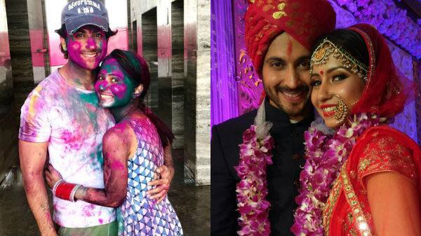 Dheeraj Dhoopar: Vinny Arora: 'Sasural Simar Ka' actor Dheeraj Dhoopar painted his lady love in various colors while celebrating holi, the couple tied the knot last year in November and their first holi was indeed colorful