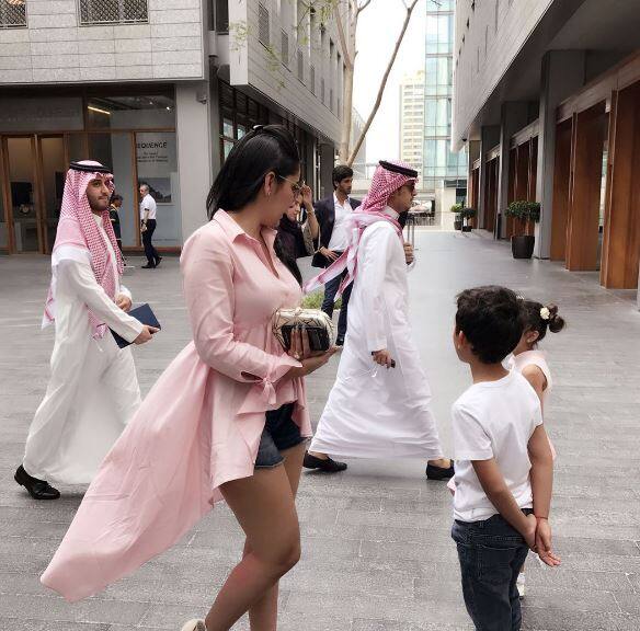 She has been holidaying there with her kids Shahraan and Iqra.
