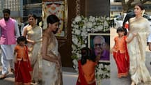 Aishwarya attend father Krishnaraj Rai's 13th day ritual with Abhishek and Aaradhya !