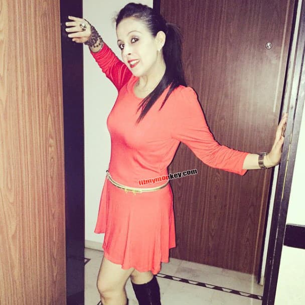 Vibha looking stunning in a red dress