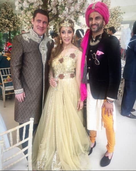 Sofia was wearing a golden Gown.