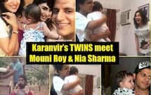 Karanvir Bohra's twins on 'Naagin 2' sets; Buddy Nia Sharma visits them too!