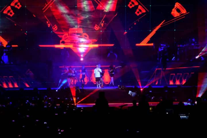 Justin Bieber performs during his concert in Mumbai, India on May 10, 2017. The Grammy Award winning Canadian singing sensation Justin Bieber is in Mumbai as part of his Purpose World Tour. (Sushant Agonde/SOLARIS IMAGES)