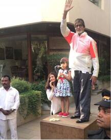 IN PICS: Cutie Aaradhya joins grandpa Amitabh Bachchan for his Sunday darshan to greet fans!