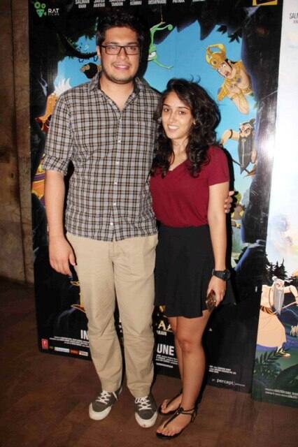 Bollywood actor Aamir Khan's son Junaid Khan and daughter Ira Khan during the screening of film Hanuman Da Damdaar in Mumbai, India on June 1, 2017. (Utsav Devdutta/SOLARIS IMAGES)