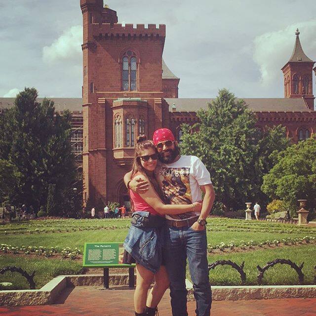 (Raj Singh Arora with actress-wife Pooja Gor at Smithsonian Castle Visitor History)